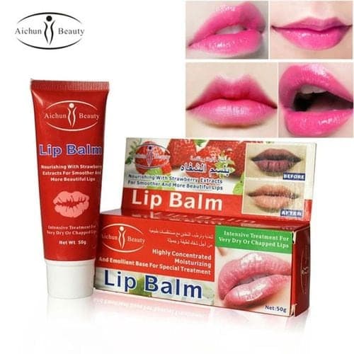 Aichun Beauty Lip Balm Moisturizing Emollient Strawberry Extract Flavor — Display