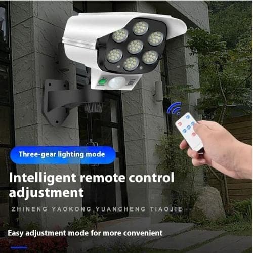 Security Dummy Camera Lamp 77 LEDs Motion Sensor Solar Night Lights Waterproof 3 Lighting Modes Home Porch Garden FloodLight