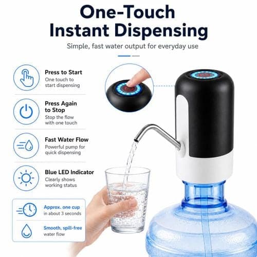 USB Automatic Water Bottle Pump Portable Electric Water Dispenser – Black — Display