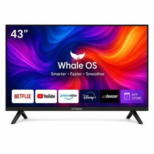 Vitron 43-Inch FHD Smart LED TV - Whale OS, HDR, Wi-Fi, Bluetooth, Dolby Audio, Frameless Design, DVB-T2/S2 — Display