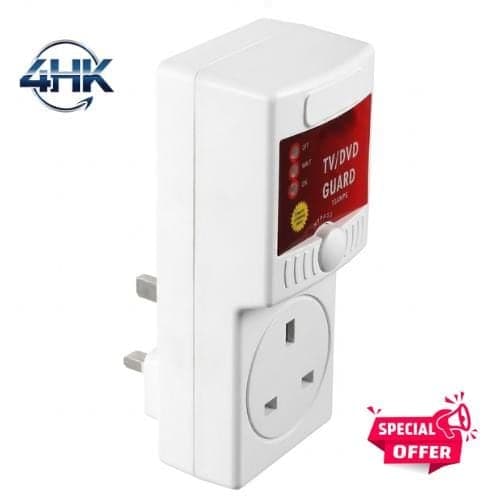 Automatic TV Guard Power Surge Protector Voltage Protector Socket for Media Boxes & DVD 220W (13Amps) - White