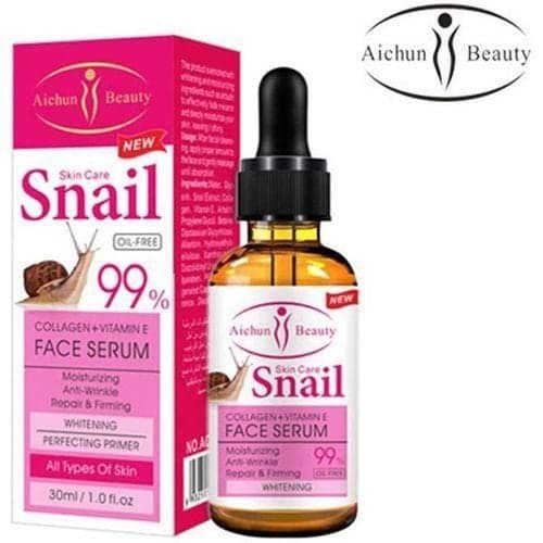 Aichun Beauty Snail 99% Vitamin E Serum + Collagen Face Serum — Display