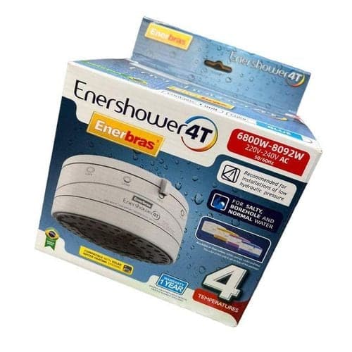 Enerbras Enershower 4T Electric Shower – 6800W to 8092W, 220V-240V AC