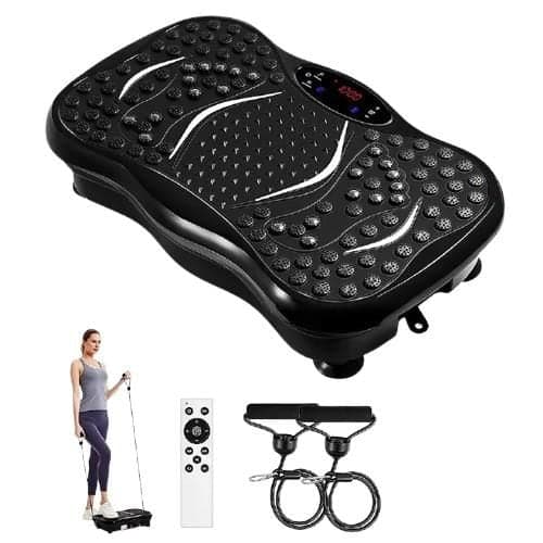 Aerobic Vibration Plate Exercise Machine Full Body Fitness Vibrating Platform With Resistance Bands & Remote Control