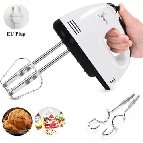 Automatic 7 Speed High Power Electric Hand Mixer Egg Beater Cake Baking Whisk Mixer Tool Household Electric Mini Blender - White — Display
