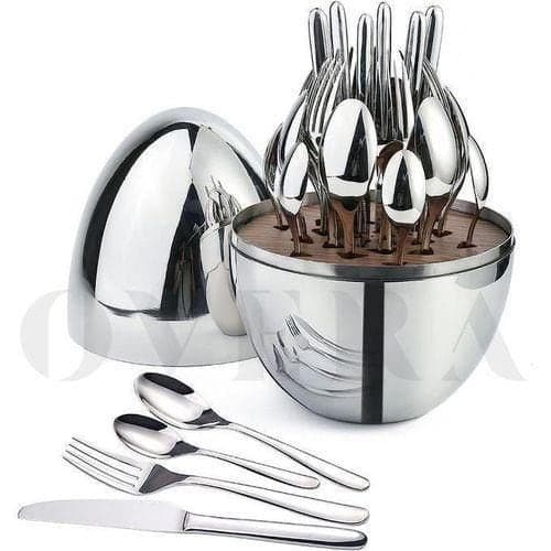 36pcs Executive Silver Cutlery Set with Elegant Egg-Shaped Case
