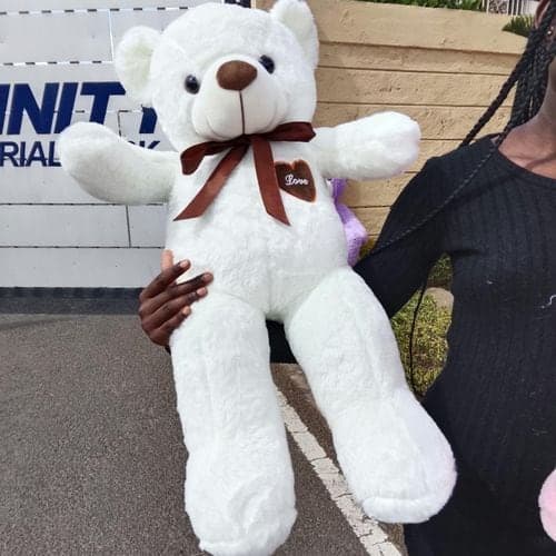 60CM WHITE PLUSH TEDDY BEAR